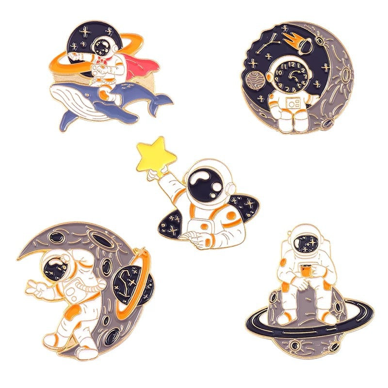 Wholesale Astronaut Brooch  Cute Space Planet Astronaut Metal Brooch