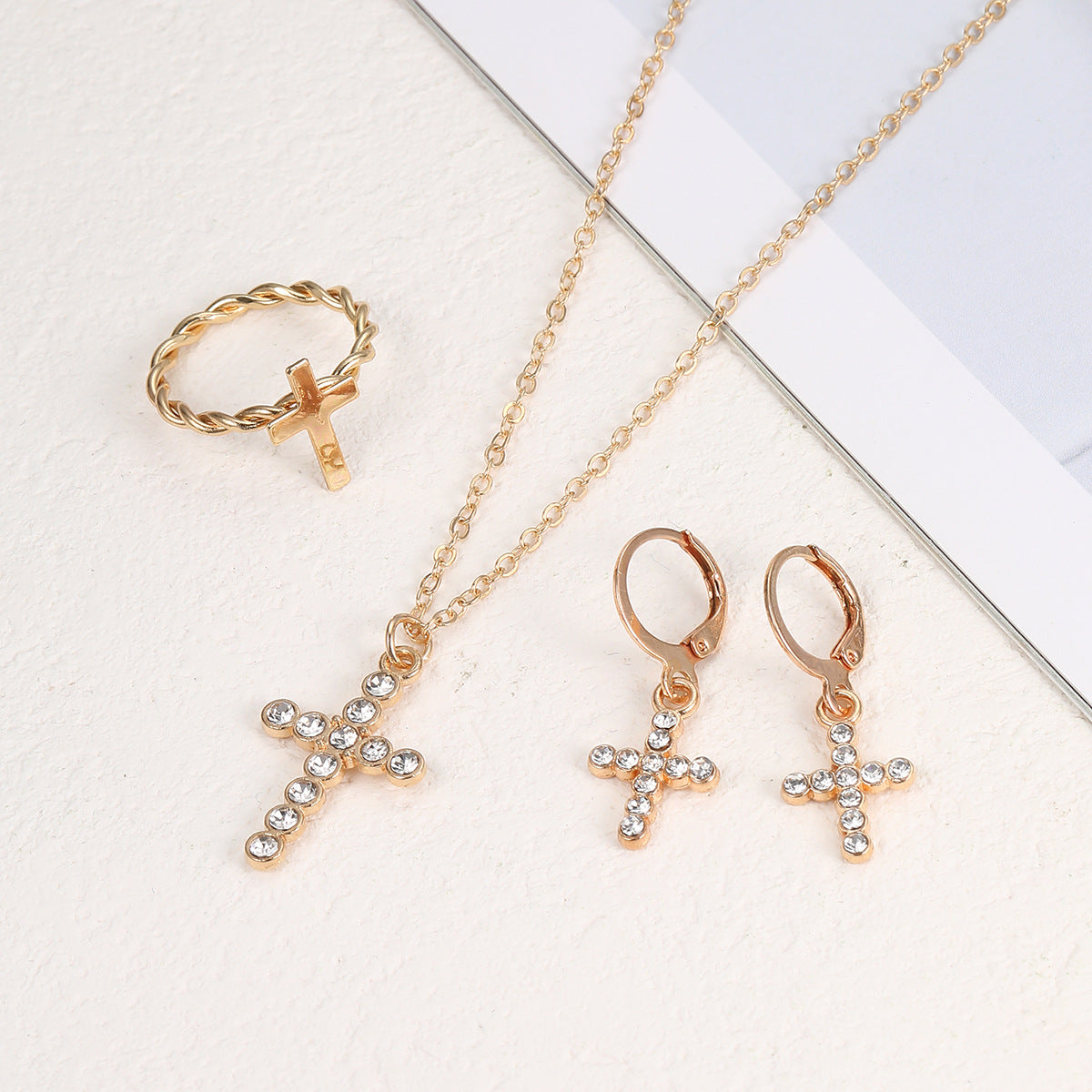 Wholesale Cross Ring Earring Necklace Set