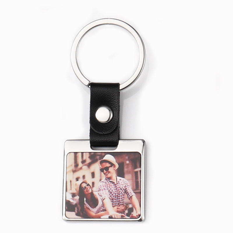 Wholesale 10PCS Zinc Alloy DIY Creative Gift Blank Leather Buckle Photo Frame Keychain