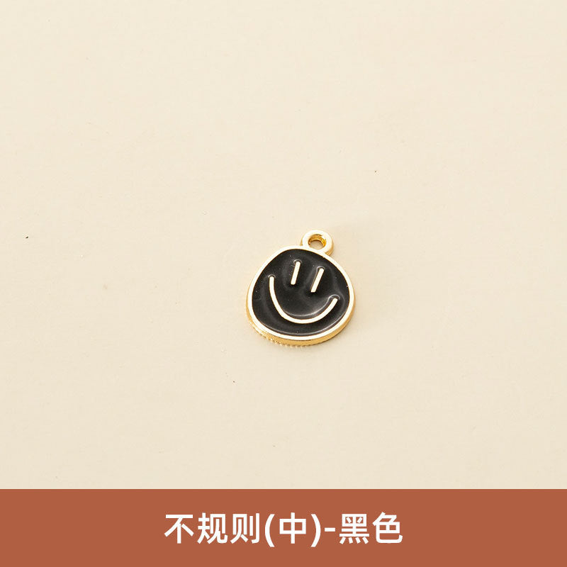 Wholesale Oil Drop Pendant Asymmetrical Funny Smiley Face Pendant Earrings Necklace Personality Pendant DIY Jewelry Accessories
