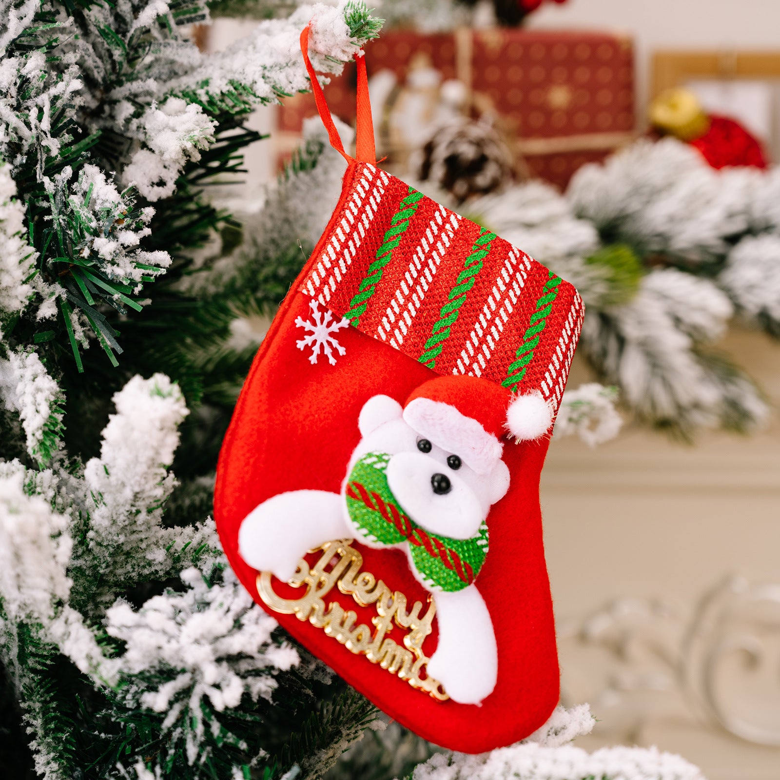 Wholesale Christmas Decoration Snowman Elk Fabric Christmas Socks