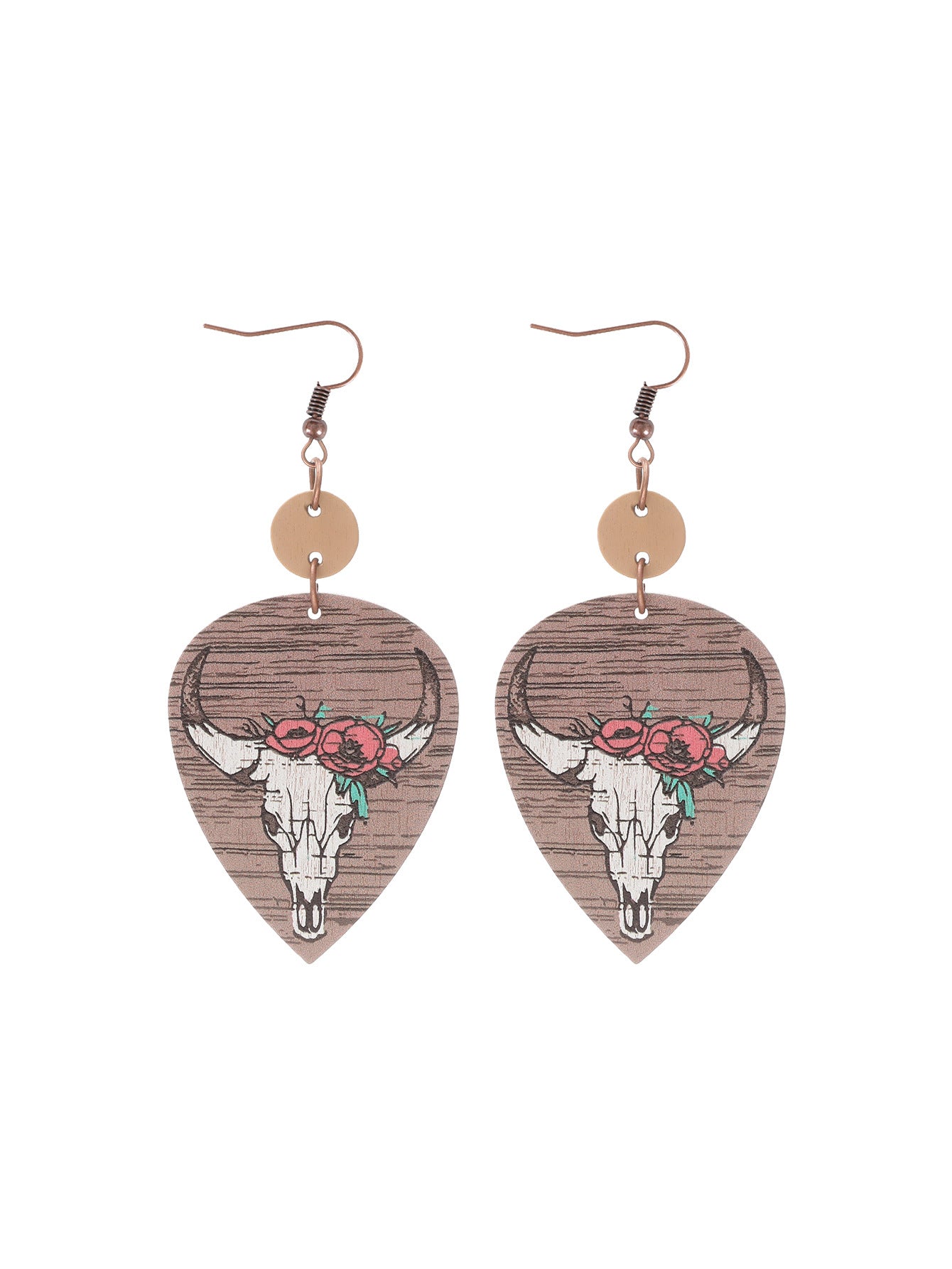Wholesale cactus sheep head pattern irregular shape wooden earrings