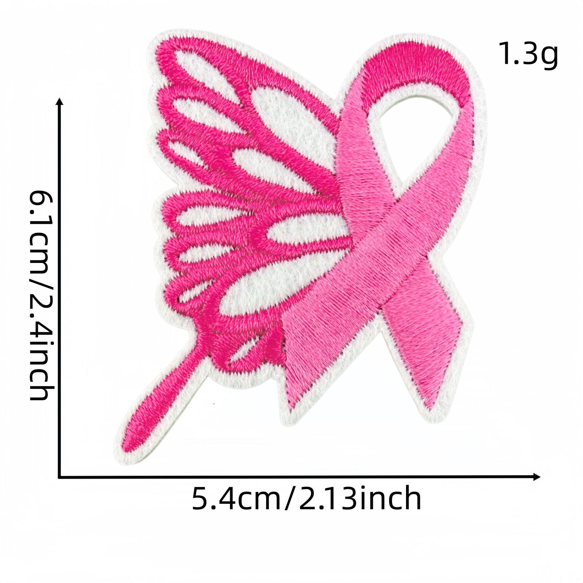 Wholesale Pink Ribbon Embroidered Iron On Patch Decorative Sewing Badge For Clothing Bags DIY Craft Accessory