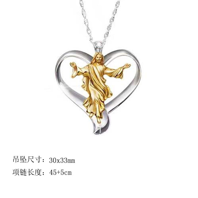 Wholesale religious elements crystal diamond hollow round necklace