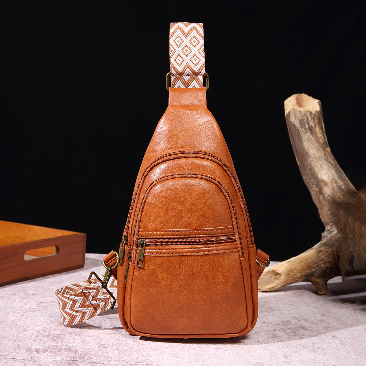 Wholesale Retro Casual Chest Bag PU Solid Color Crossbody Bag Bohemian Style Waist Bag