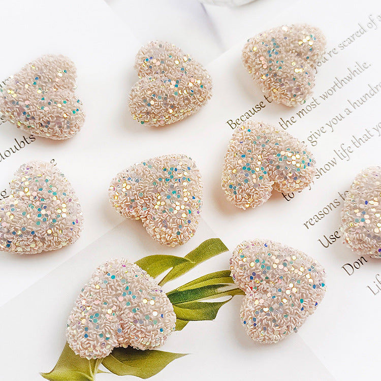 Wholesale Sequined heart-shaped straight hole Acrylic Beads