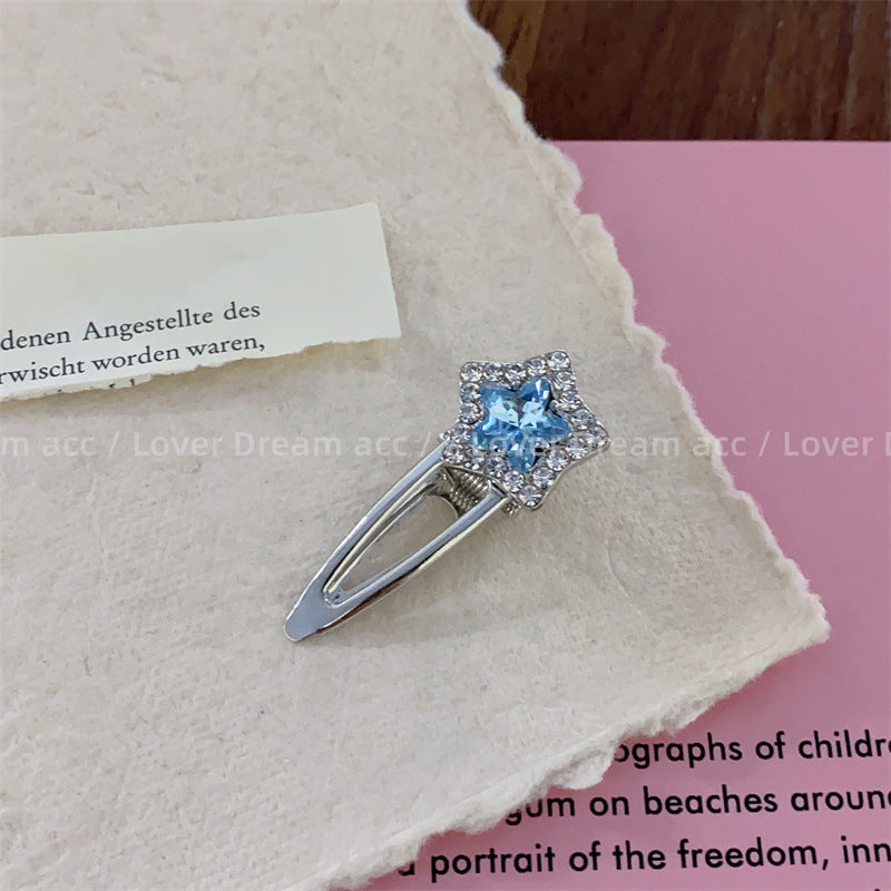 Wholesale Pink Rhinestone Pentagram Mixed Material Hair Clips