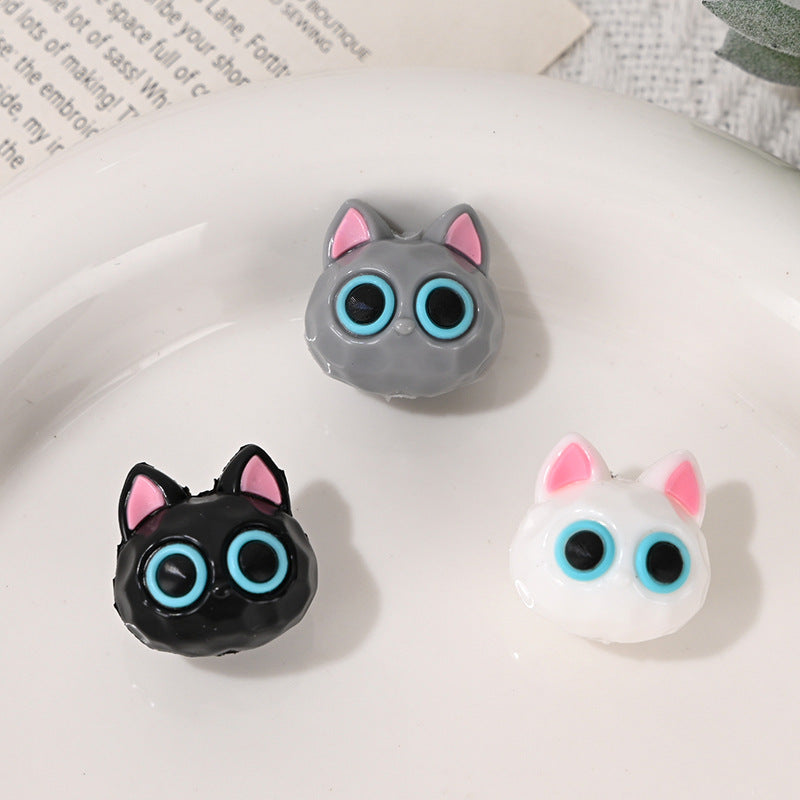 Wholesale 10pcs  Cartoon cat cute straight hole bead