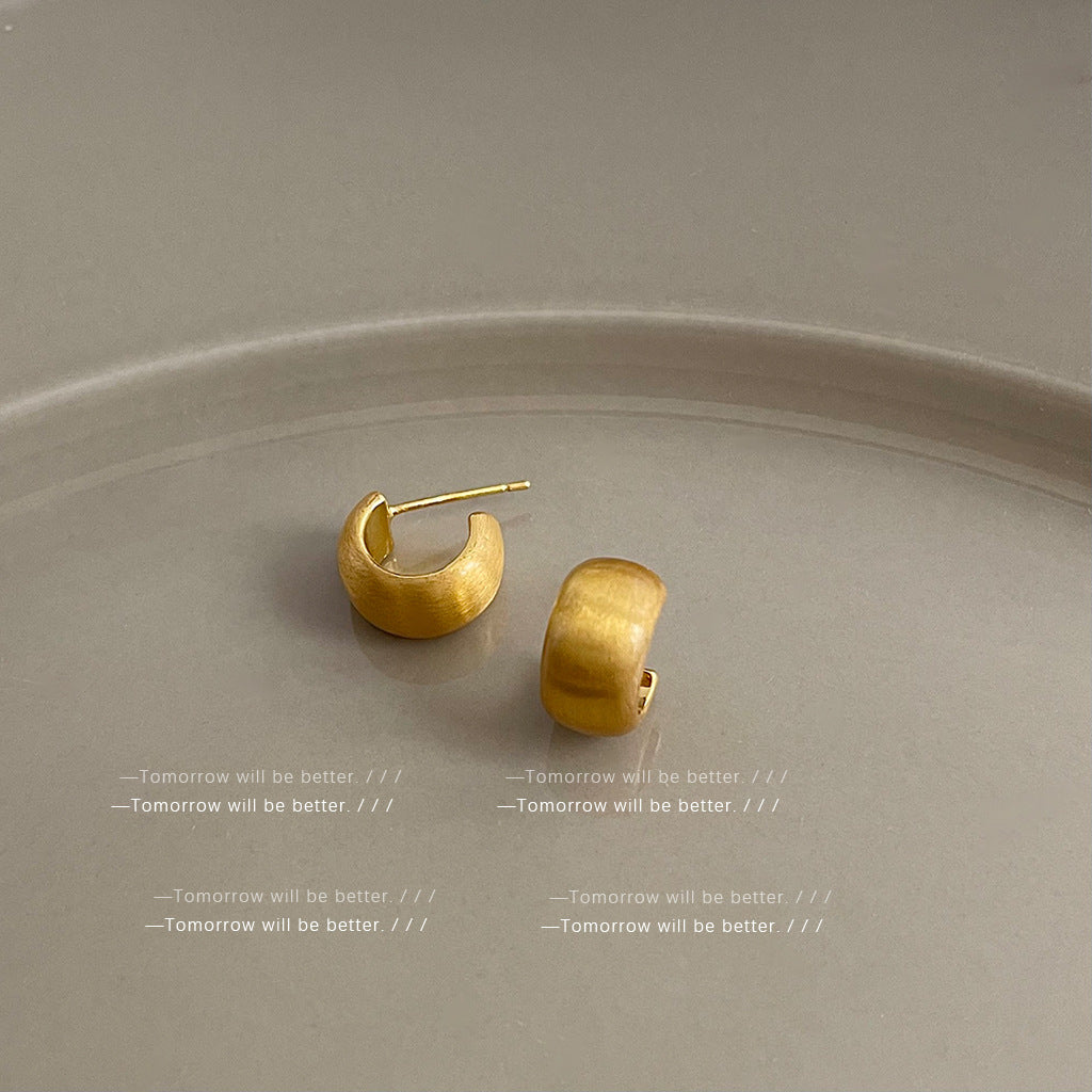 Wholesale Golden brushed frosted geometric earrings