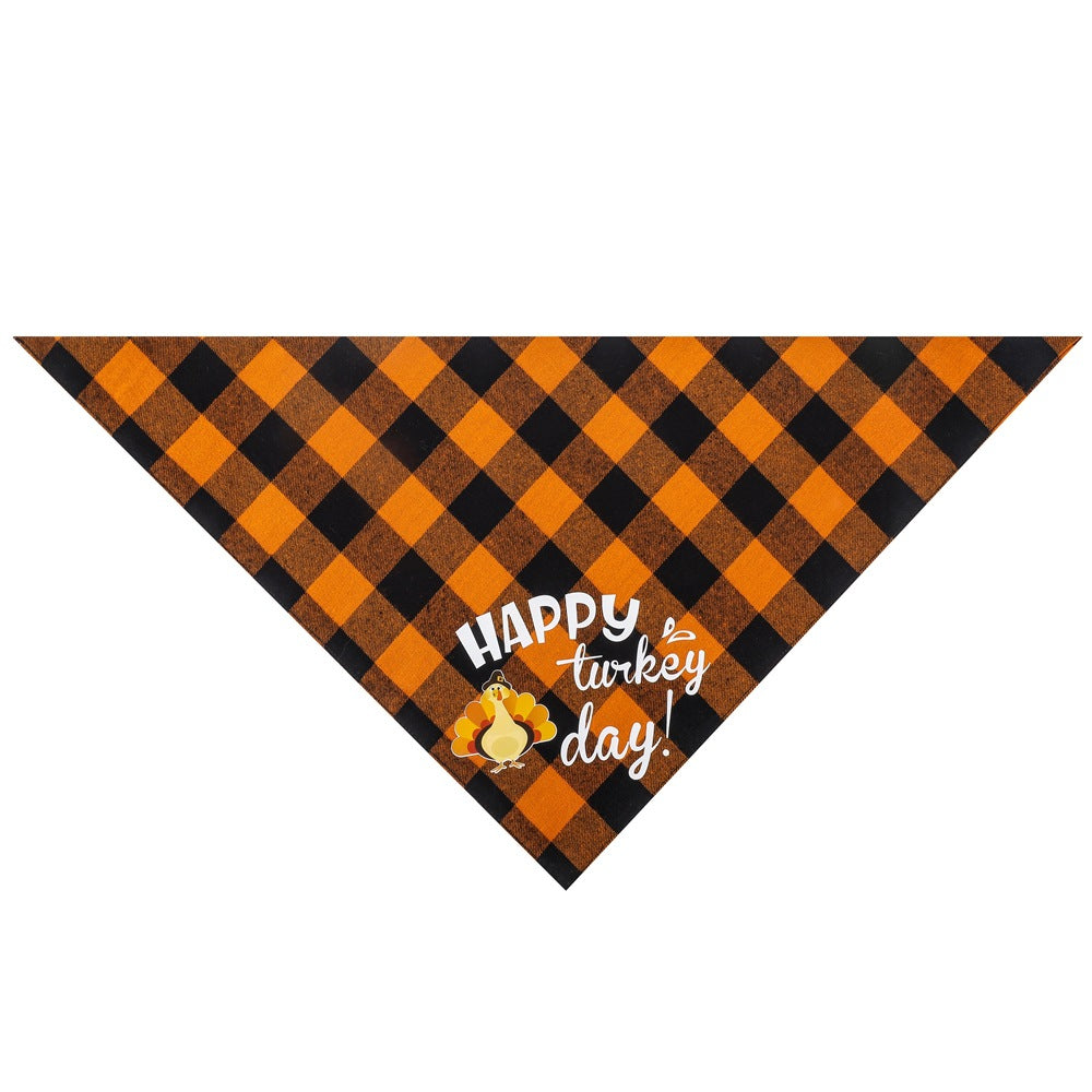 Wholesale Cotton Plaid Thanksgiving Triangle Scarf Pet Scarf