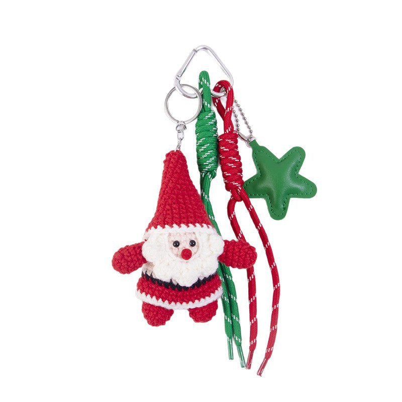 Wholesale Christmas wool pendant DIY five-pointed star keychain