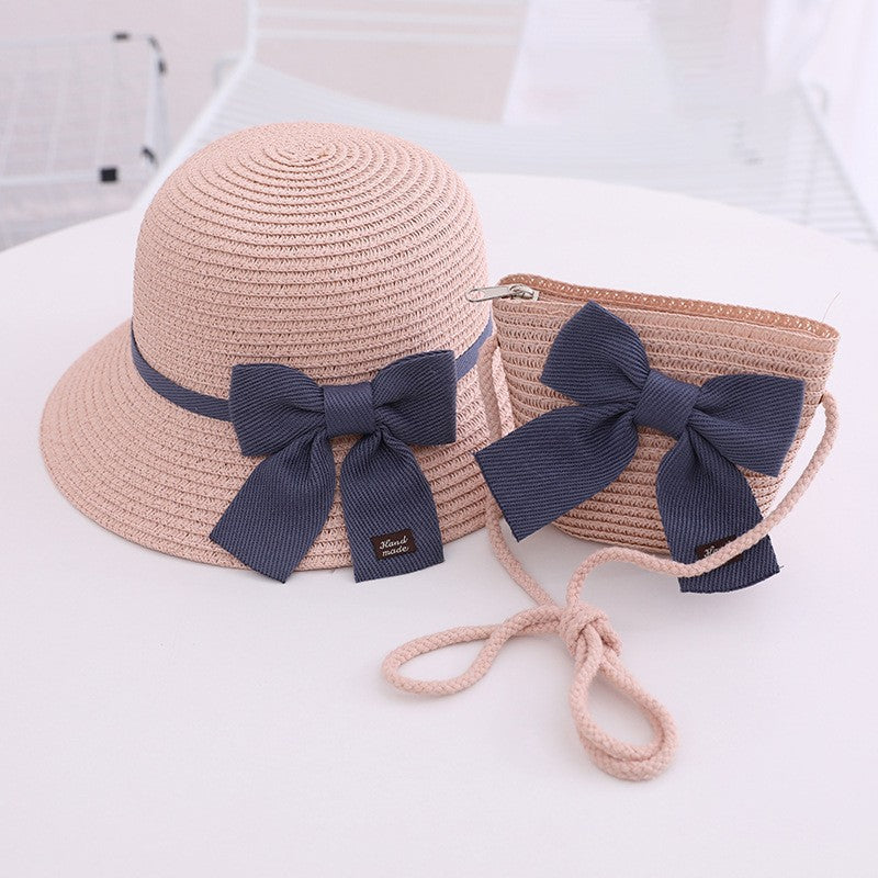 Wholesale Bowknot Sweet and Lovely Paper Grass Kids Hat