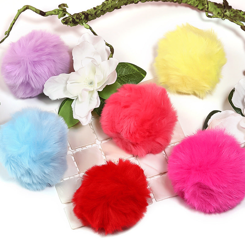 Wholesale 4cm 5pcs Fur Ball Color Faux Plush Pendant DIY Keychain