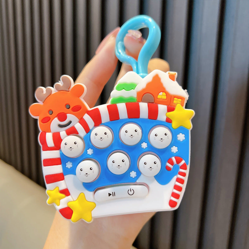 Wholesale Cartoon Hamster Decompression Toy Mini Game Machine Christmas Plastic Keychain