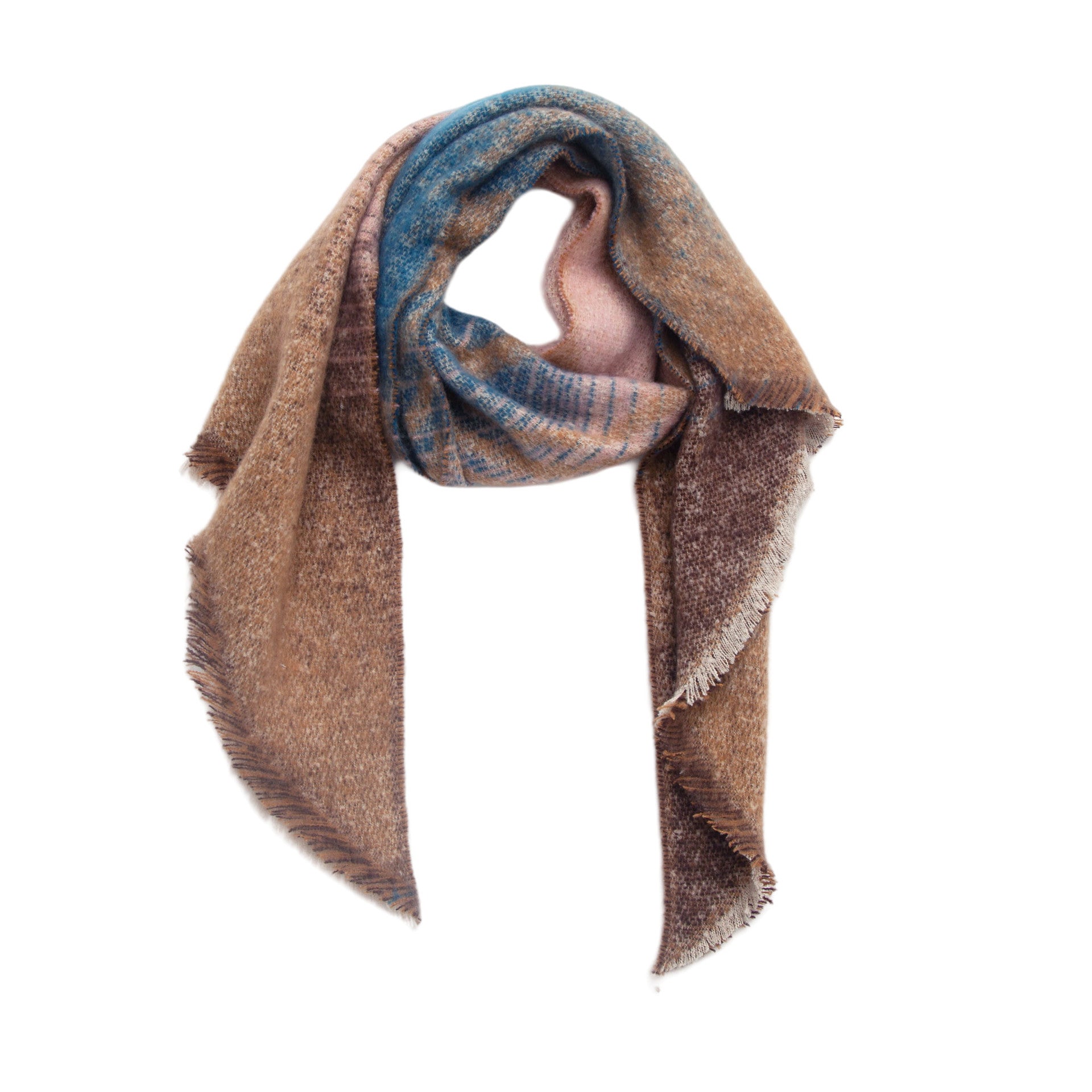 Wholesale New Ladies Shawl Autumn and Winter Thick Boucle Yarn Striped Angled Polyester Scarf