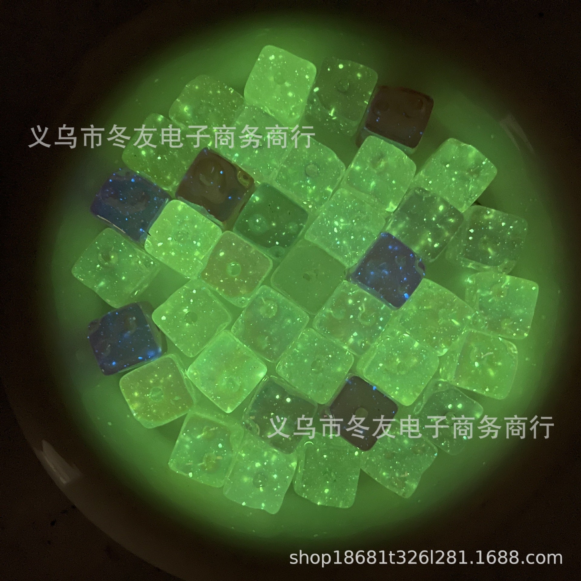 Wholesale 10pcs/pack Colorful Luminous Cheese Square Straight Hole Beads DIY Acrylic Beads