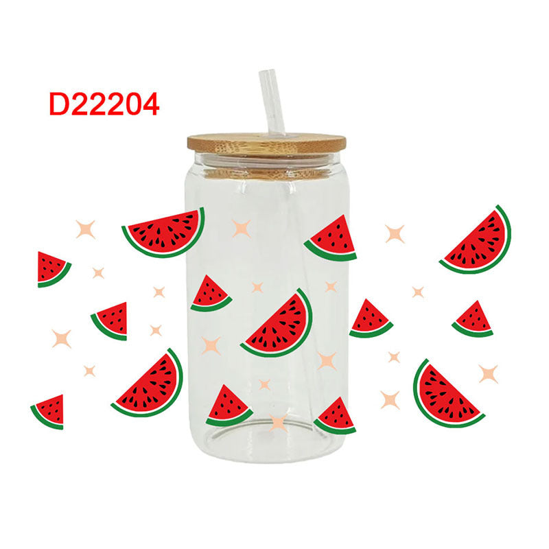 Wholesale Cartoon Cute Strawberry Watermelon Fruit Theme 16oz Cup UV DTF Wraps