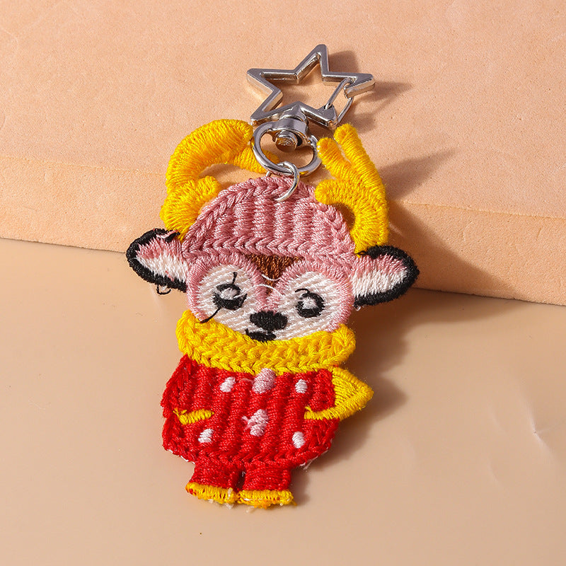 Wholesale Knitted Christmas Snowman Santa Claus Keychain