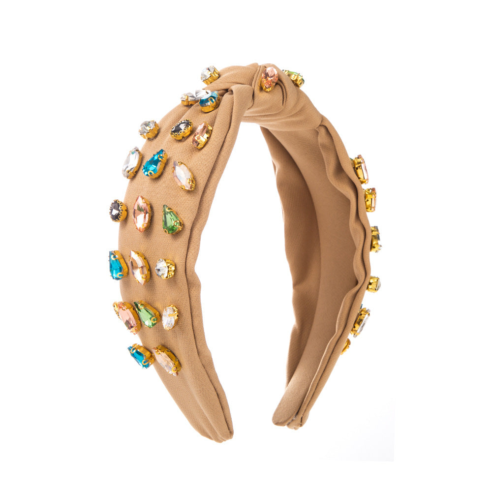 Wholesale fabric full diamond knotted colorful headband hair accessories