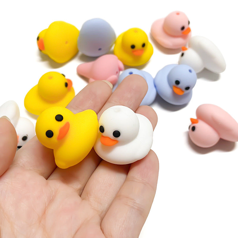 Wholesale 10pcs 3D Pure Color Little Yellow Duck Stereo  Focal Beads
