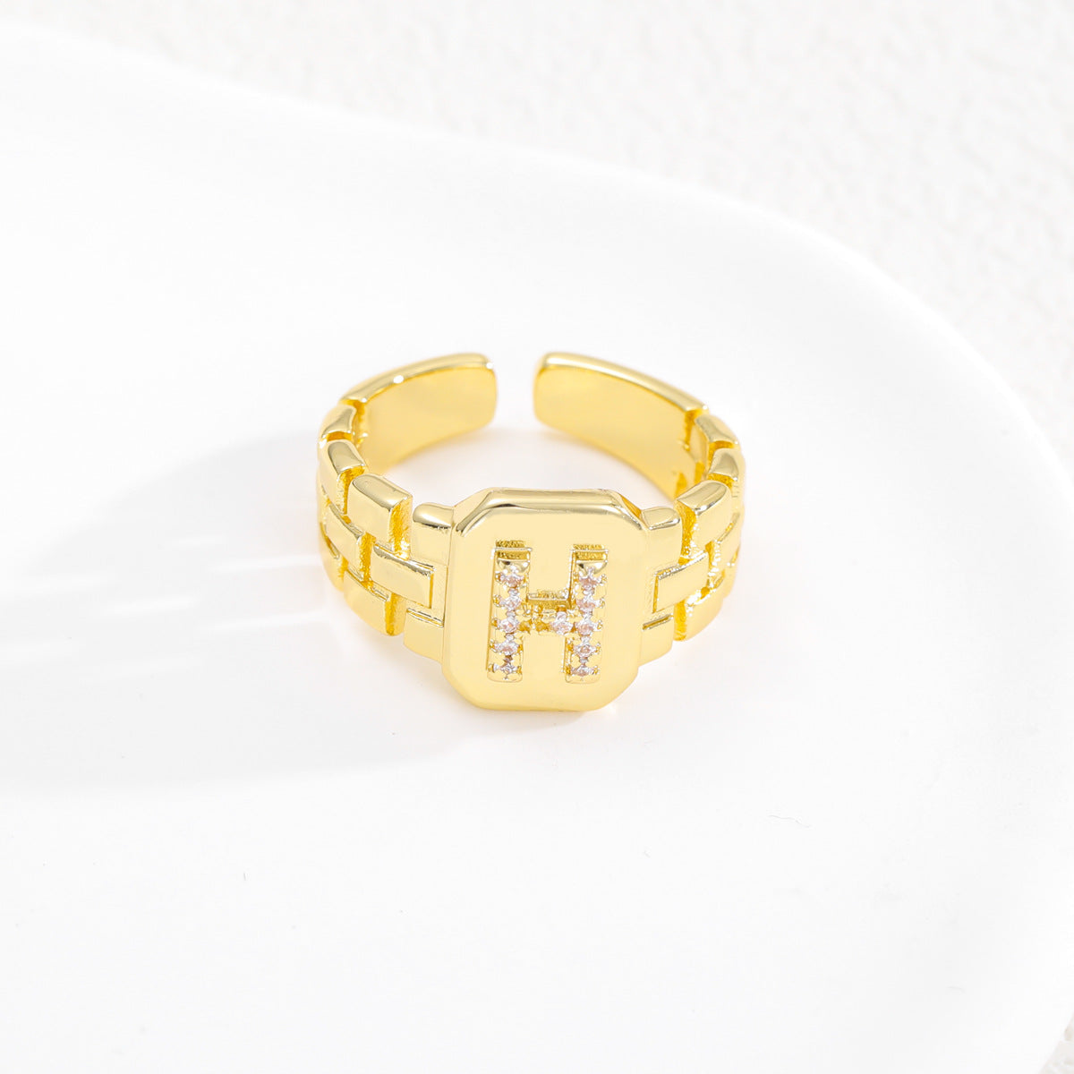 Wholesale Gold plated letter series open ring