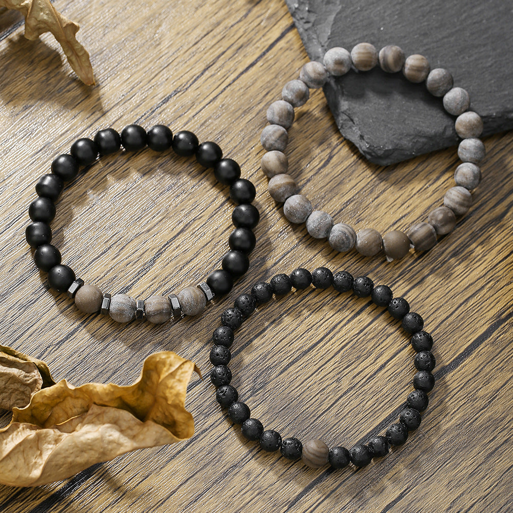 Wholesale Black gallstone broken silver tiger eye stone vintage beaded bracelet