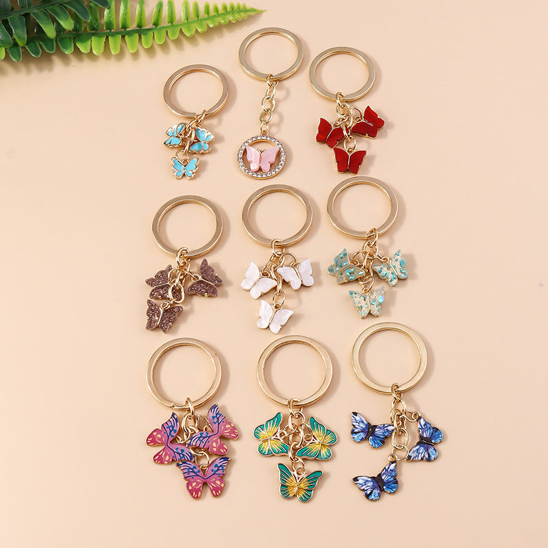 Wholesale Drip Oil Colored Butterfly Metal Keychain