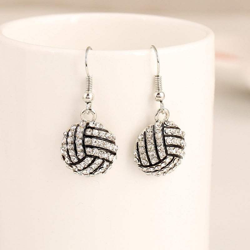 Wholesale Fashion Classic Rhinestone Baseball Basketball Football Pendant Earrings