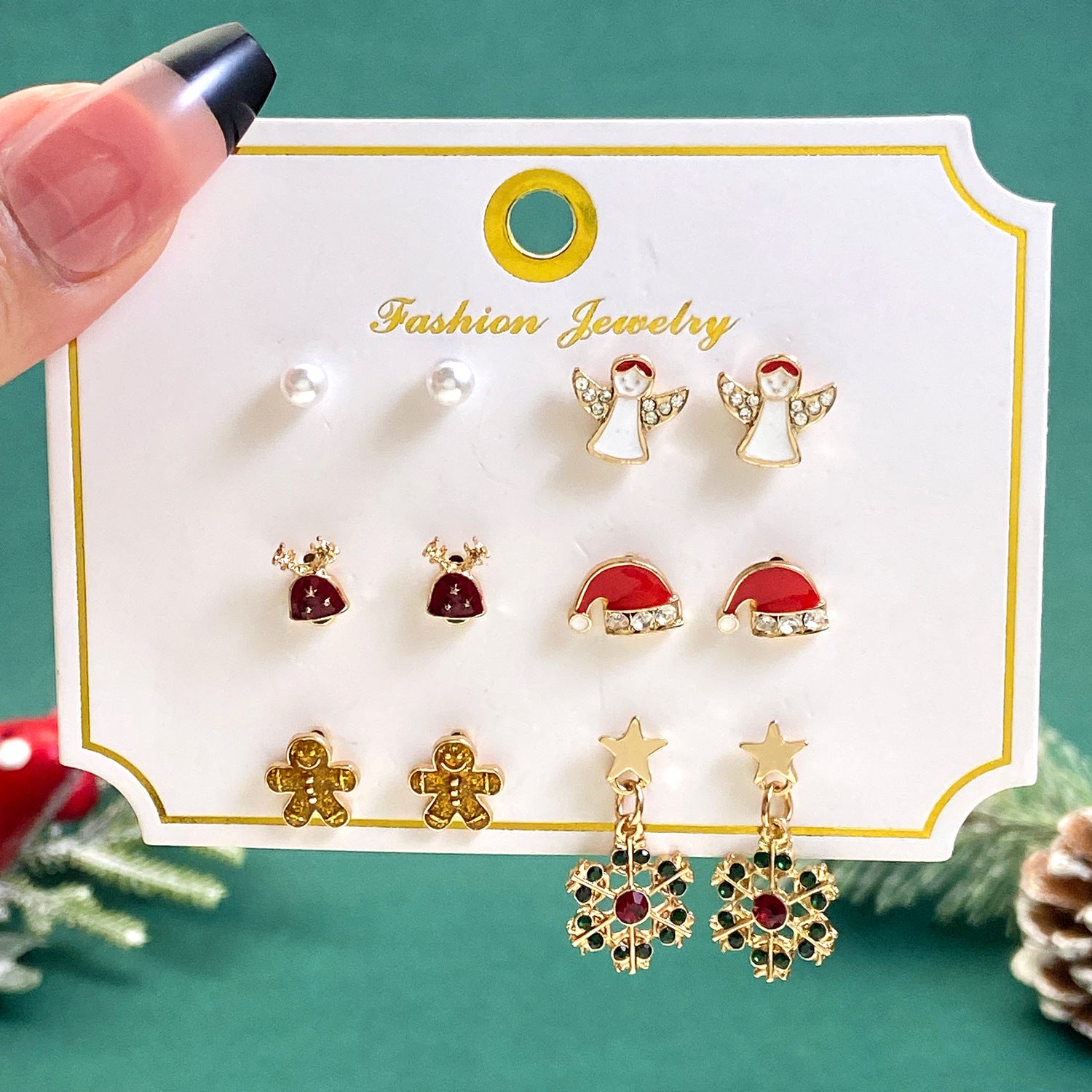 Wholesale Cute Elk Santa Claus Snowman Cartoon Oil Drop Christmas Earrings