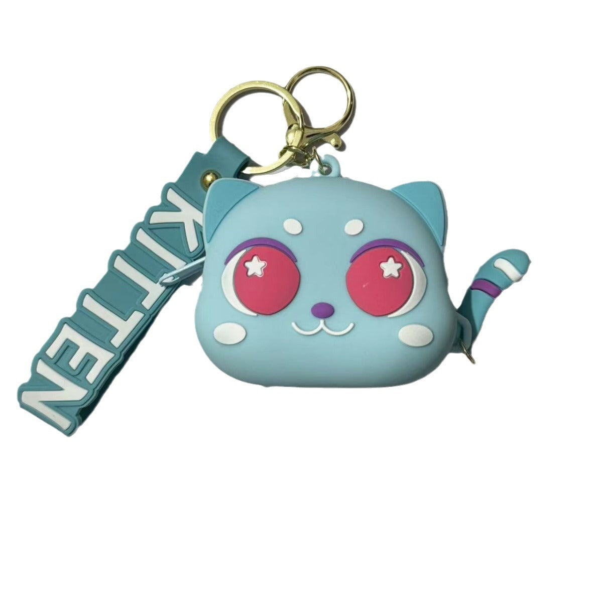 Wholesale Cute Big Eyed Cat Zero Wallet Silicone Keychain