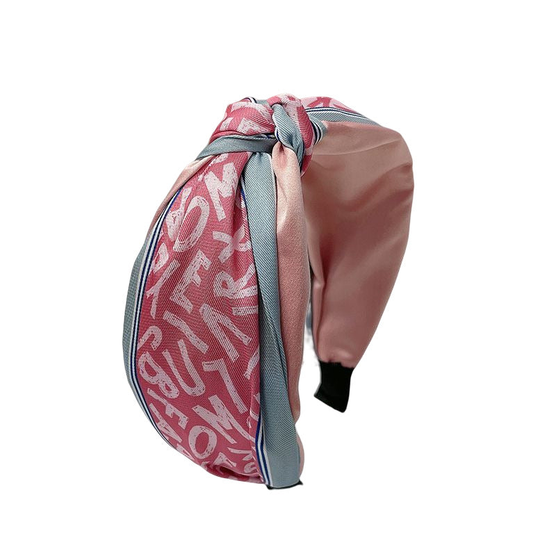 Wholesale Alphabet Numeric Wide Edge Printed Fabric Hair Hoops