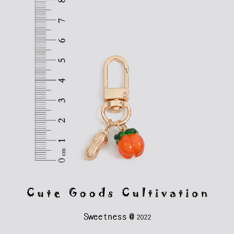 Wholesale Persimmon Keychain Good Things Happen Persimmon Ruyi Sansheng III Bag Exquisite Hanging Accessories Mobile Phone Rope Earphone Box