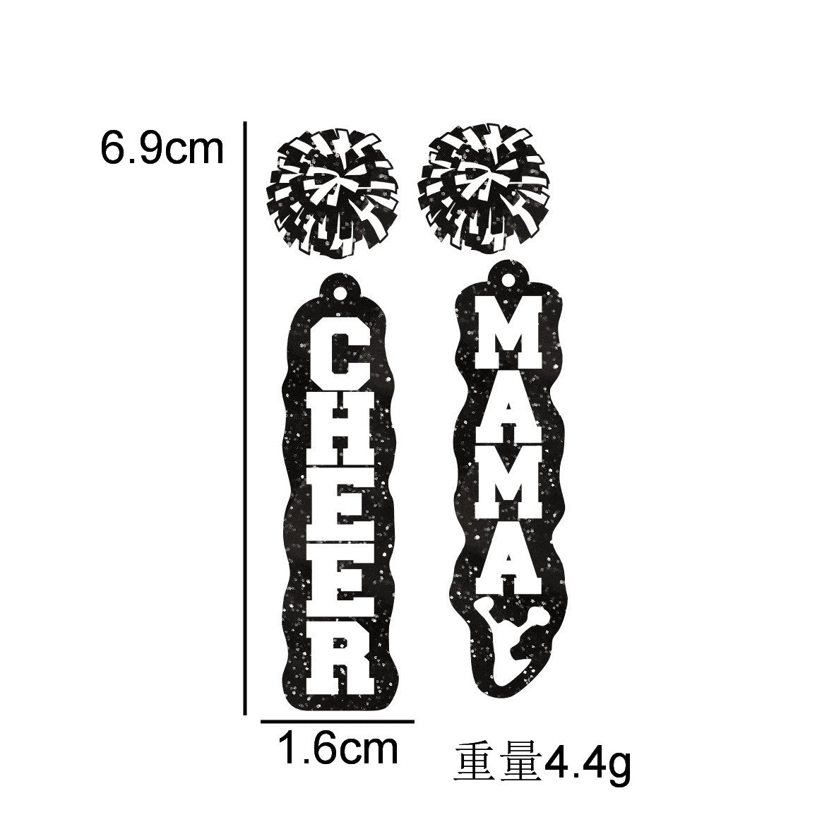 Wholesale Printed Earrings Glitter Cheer Mama Letters Holiday Gift Acrylic Earrings