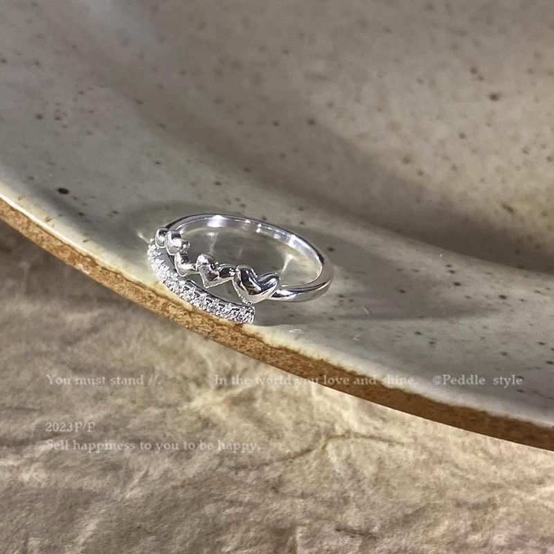 Wholesale Sweet Cool Plated Love Double Heart Ring