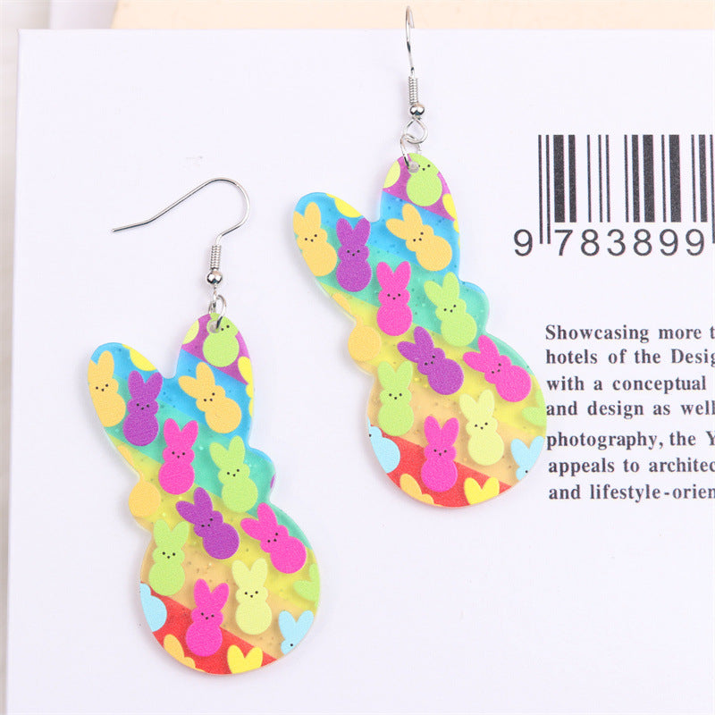 Wholesale Easter Colored Rabbit Acrylic Earrings