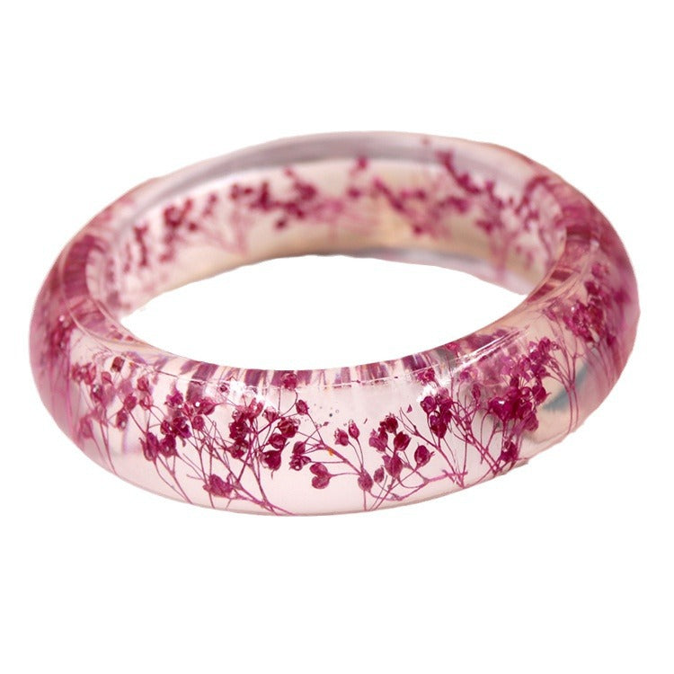 Wholesale 6pcs Epoxy Resin Natural Real Dried Flower Bracelet