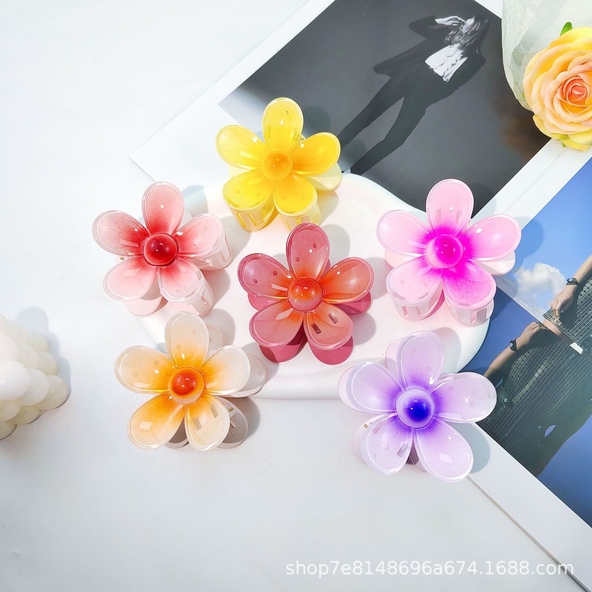 Wholesale Seaside Holiday Plumeria 7.5cm Large Flower Hair Clips