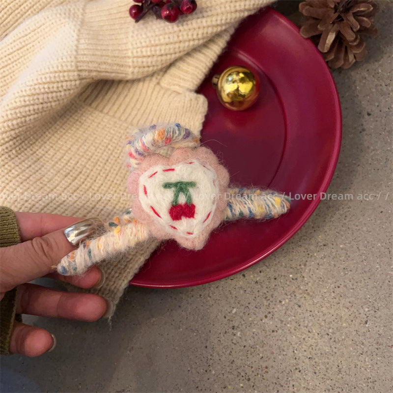 Wholesale Color Knitted Wool Bears Rabbit Flowers Plush Hair Clips