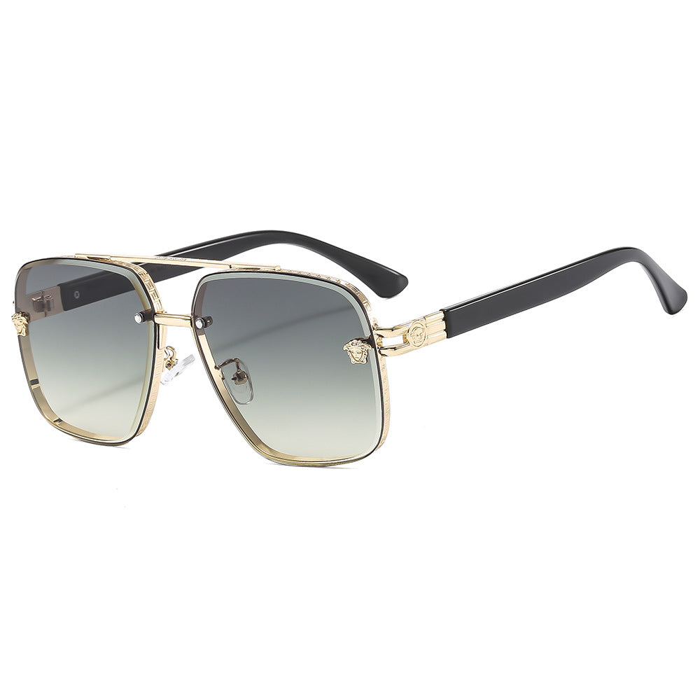 Wholesale fashionable men' s and women' s double beam polygon sunglasses