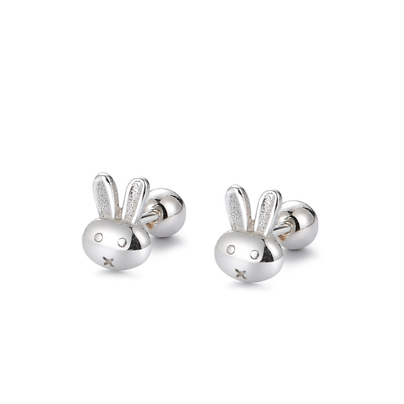 Wholesale Sterling Silver Rabbit Ear Nail Women's Summer Elegant Screw Earrings