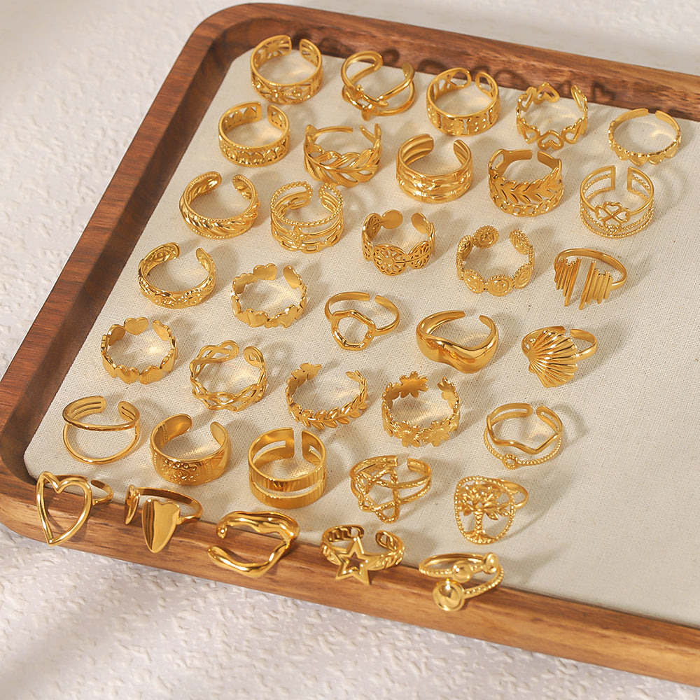 Wholesale commuter stainless steel open ring heart-shaped geometric titanium steel ring fashion simple  Personality ring female