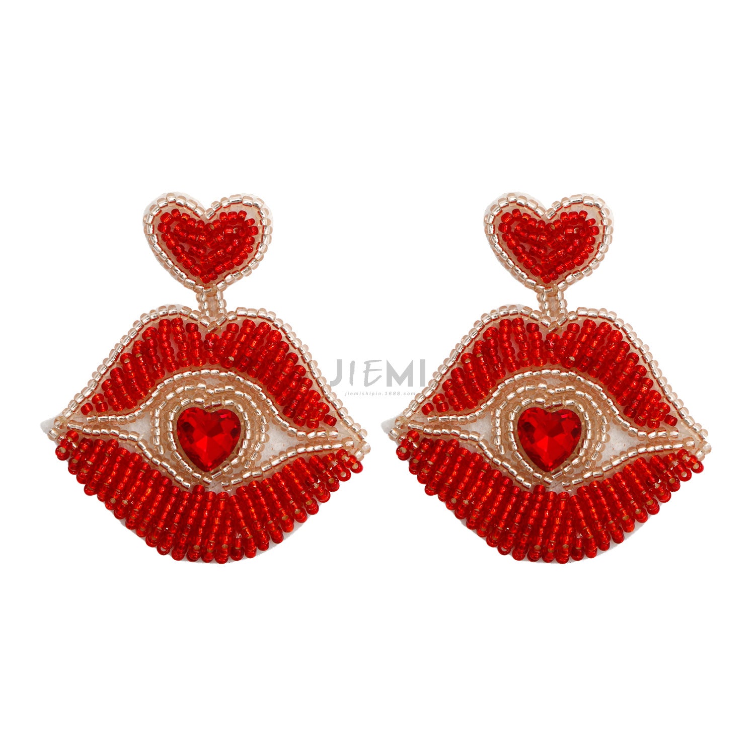Wholesale Valentine's Day Kiss Lips Rice Beads Earrings