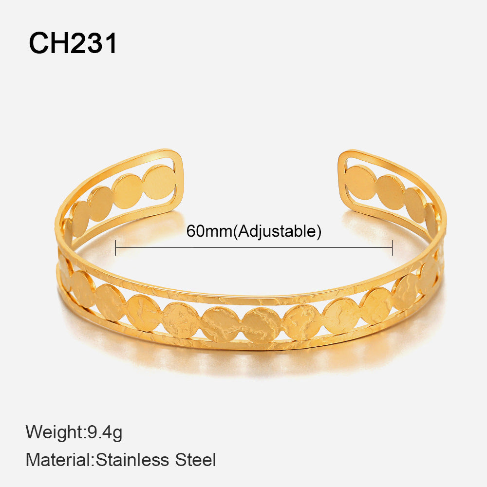Wholesale 14K gold-plated round 3-layer stainless steel bracelet
