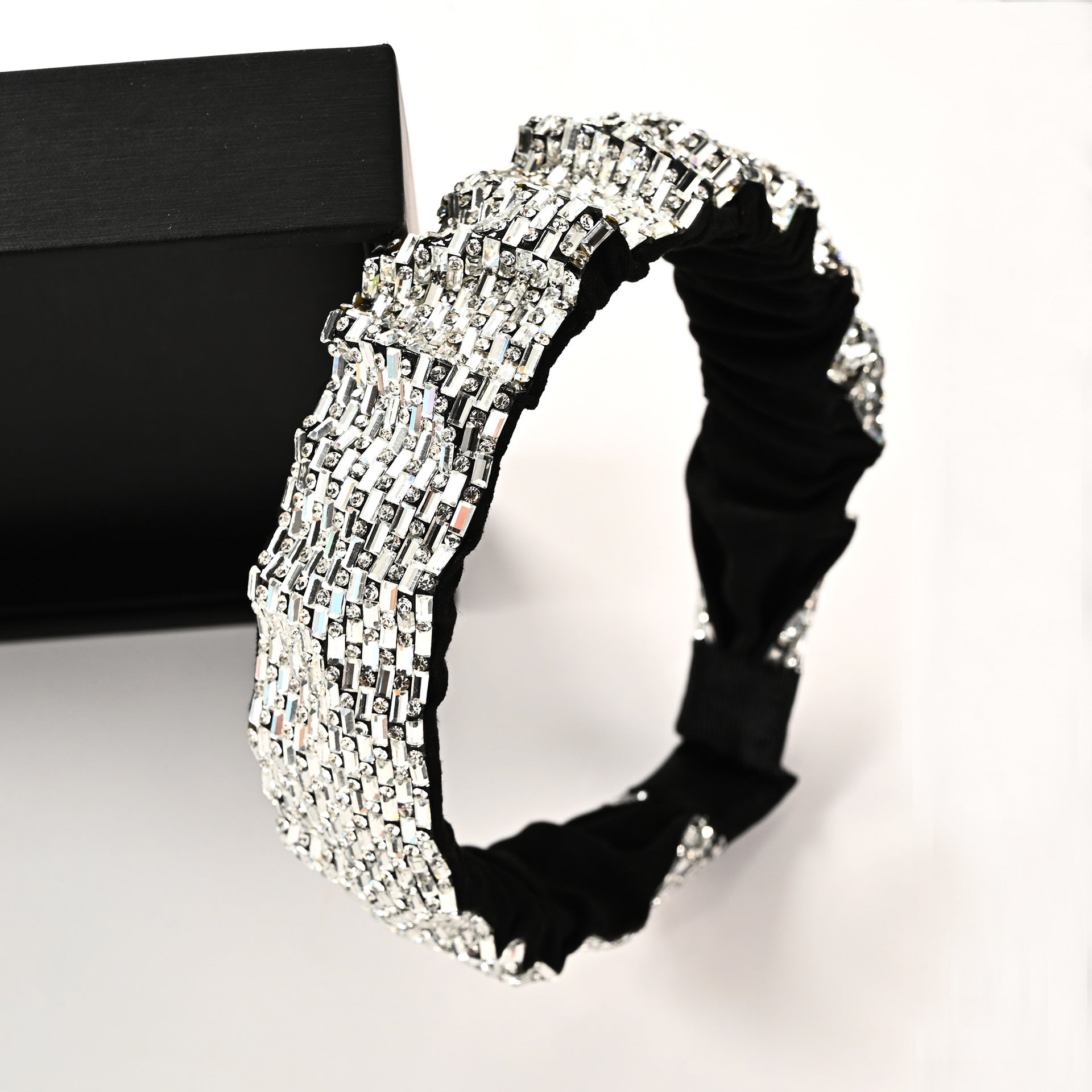 Wholesale Colorful Pleated Full Diamond Sparkling and Dazzling Personality High-end Wide Edge Headband