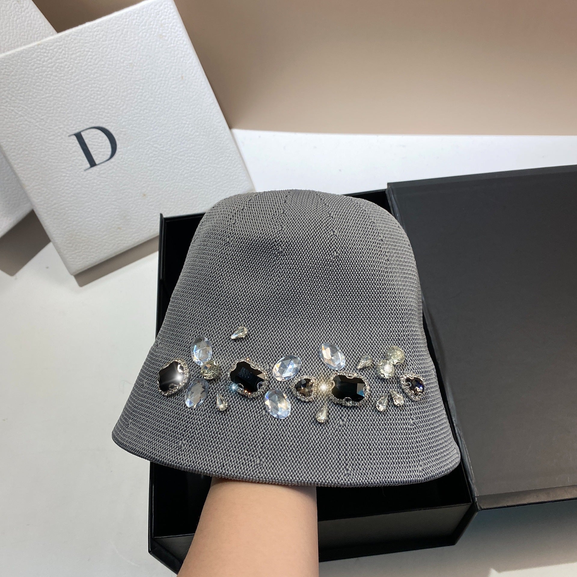 Wholesale Heavy Industry Rhinestone Ice Silk Bucket Hat Bucket Hat