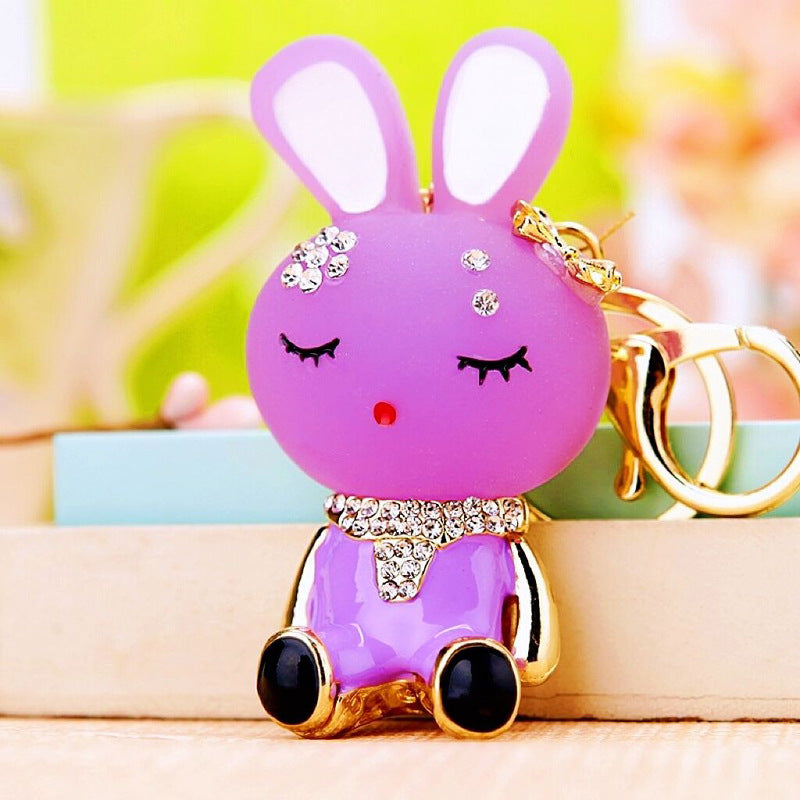 Wholesale Chic Metal Lucky Sheep Keychain Rhinestone Car Key Accessory Bag Charm Gift