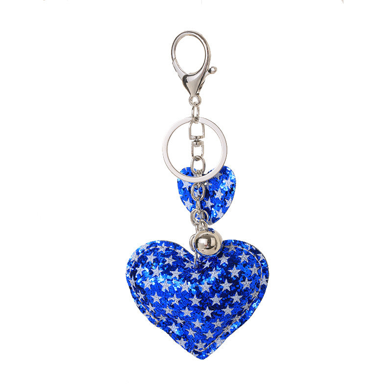 Keychain del día de la independencia del corazón de cuero al por mayor