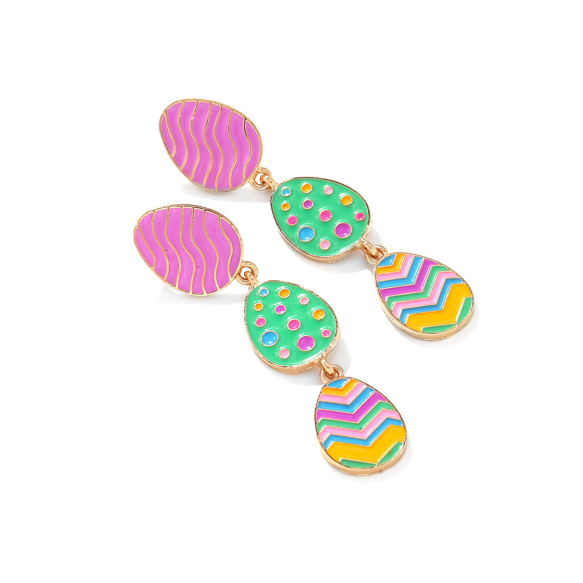 Wholesale Colorful three-layer Easter egg cute Easter Acrylic Earrings