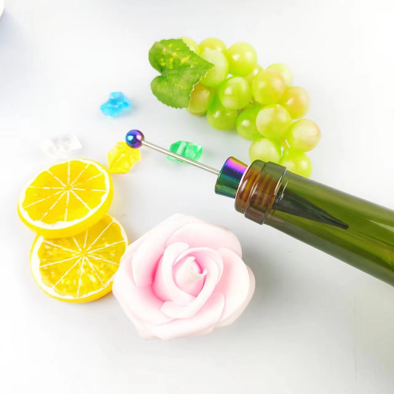 Wholesale Beadable Utensils DIY Zinc Alloy Colorful Red Wine Stopper