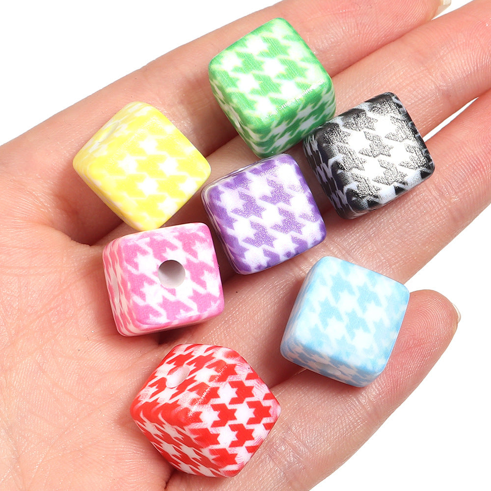 Wholesale 10pcs Printed Square Starry Sky Acrylic Beads